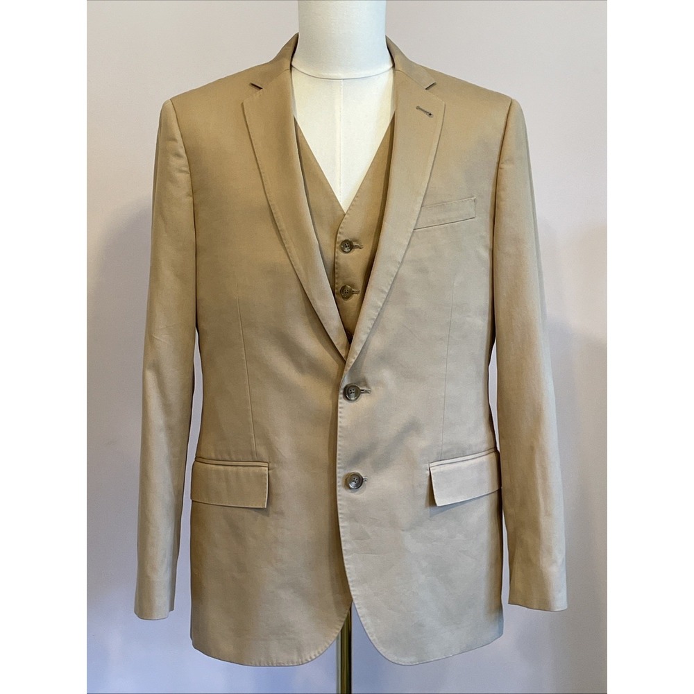 J.Crew Men's Ludlow Blazer Jacket 40R Khaki Tan CRESPI Italian Cotton Twill
